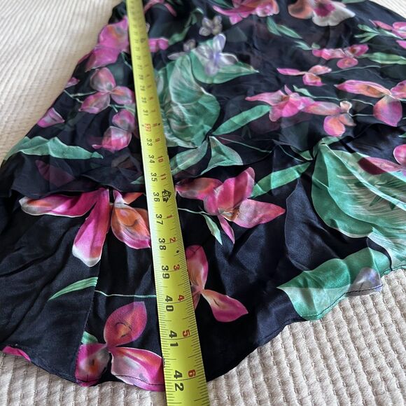 Donna Ricco Black and Pink Floral Asymmetrical Dress - Picture 10 of 10